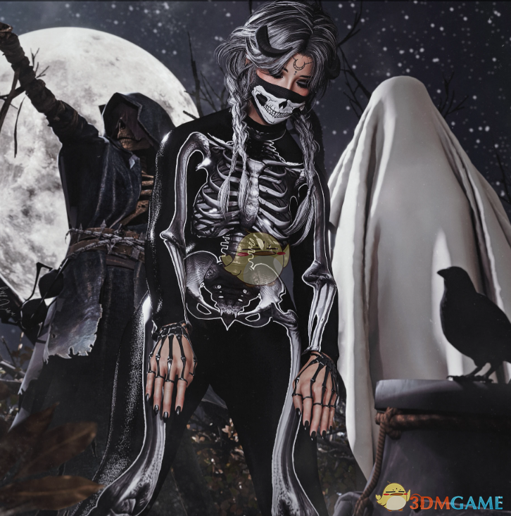 《赛博朋克2077》万圣节骷髅连体紧身衣MOD_wishdown.com 《赛博朋克2077》万圣节骷髅连体紧身衣MOD_wishdown.com