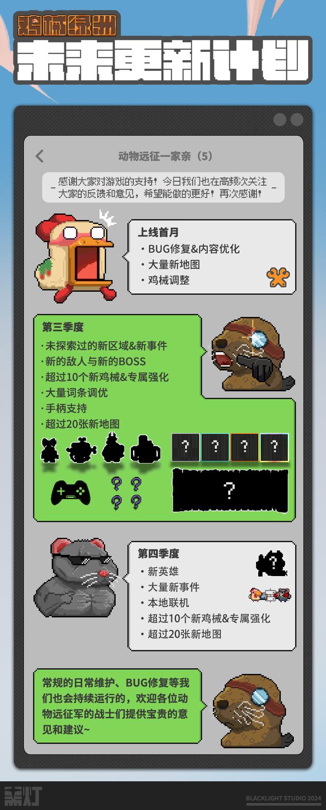 塔防Roguelike游戏《鸡械绿洲》2024年更新路线图公布 包含大量内容更新_wishdown.com 塔防Roguelike游戏《鸡械绿洲》2024年更新路线图公布 包含大量内容更新_wishdown.com