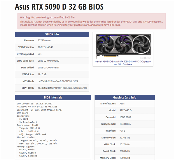 16Pinե2001WROGҹRTX 5090DǹٷBIOS