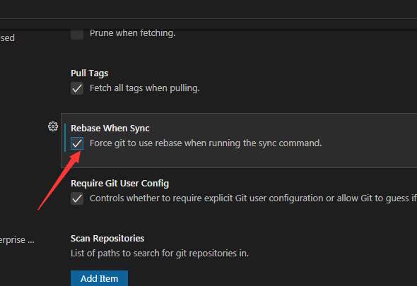 VSCode中git怎么开启同步时重设基址_wishdown.com VSCode中git怎么开启同步时重设基址_wishdown.com