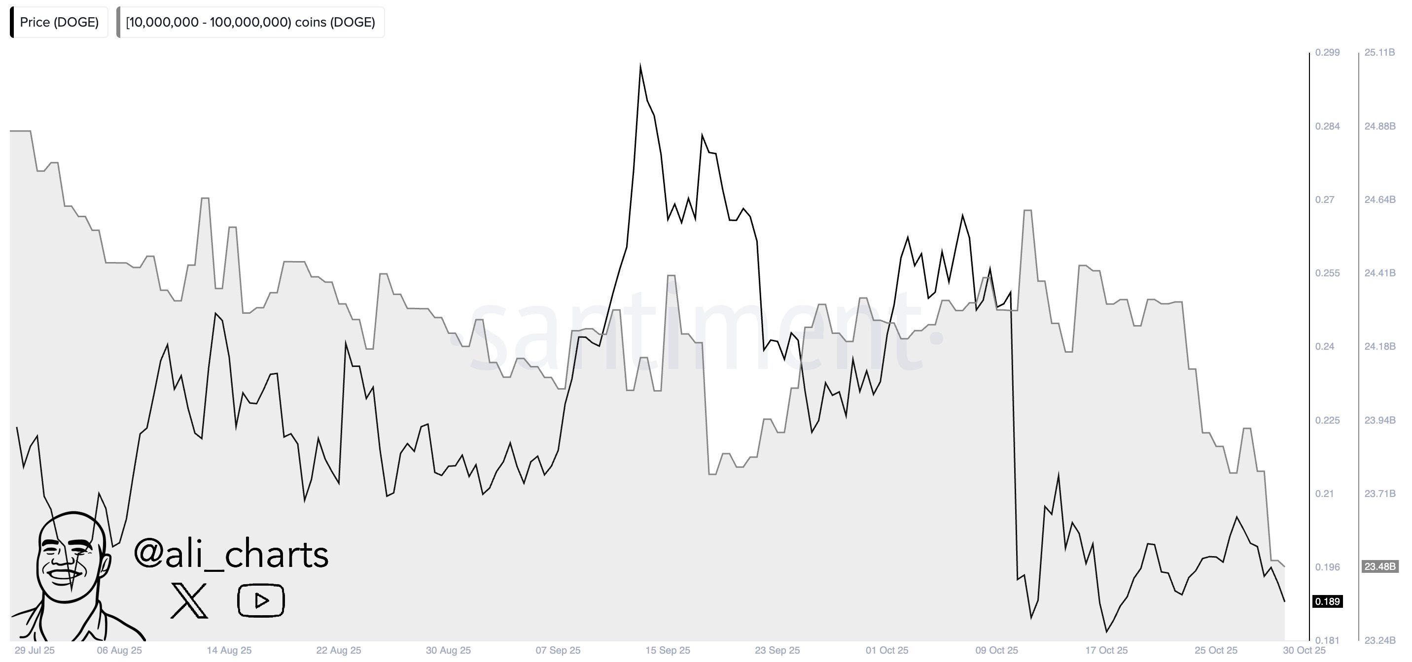 巨鲸抛售 4.4 亿枚狗狗币,导致狗狗币价格暴跌至 0.18 美元。