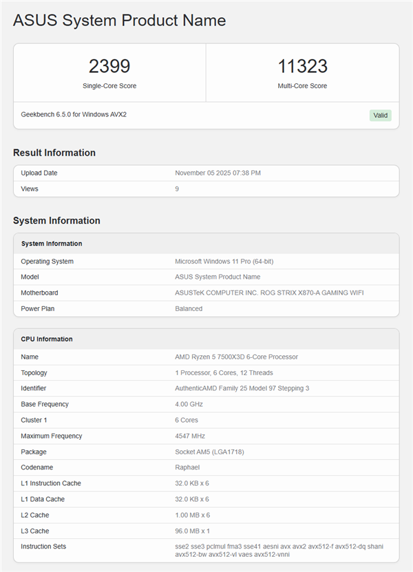 ͼϷUAMD5 7500X3D״ܷ֣7600X3D8%