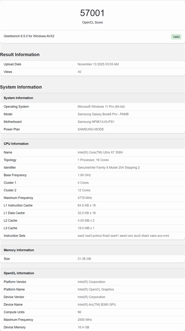 Intel锐炫B390 Xe3显卡最新跑分:与RTX 3050 Ti移动版相当!_wishdown.com Intel锐炫B390 Xe3显卡最新跑分:与RTX 3050 Ti移动版相当!_wishdown.com
