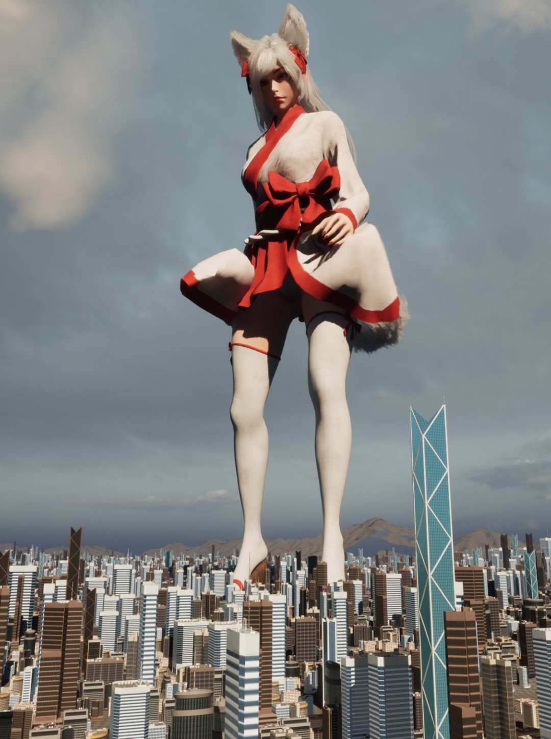 《女巨人游乐场》官方新截图:性感白丝狐妖践踏城市_wishdown.com 《女巨人游乐场》官方新截图:性感白丝狐妖践踏城市_wishdown.com