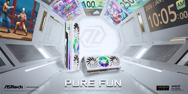 华擎官方确认!RX 9070 XT太极白色版CES发布:带个LCD屏_wishdown.com 华擎官方确认!RX 9070 XT太极白色版CES发布:带个LCD屏_wishdown.com