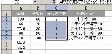 Excel中frequency分数段函数使用操作内容_wishdown.com Excel中frequency分数段函数使用操作内容_wishdown.com