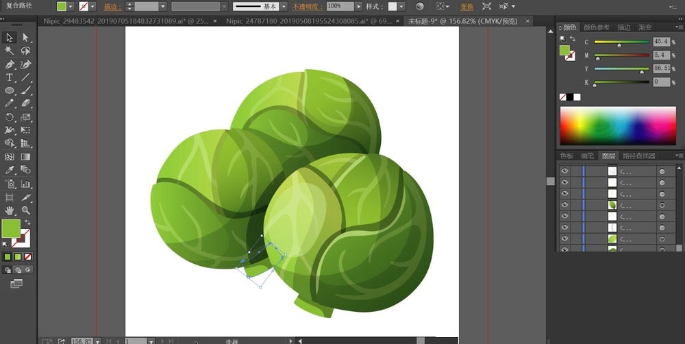 ai手绘逼包菜素材插画的操作方法_wishdown.com ai手绘逼包菜素材插画的操作方法_wishdown.com