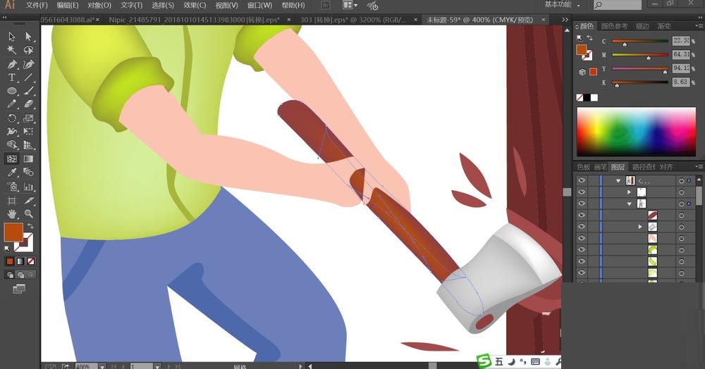 ai手绘伐木工人卡通形象的详细方法_wishdown.com ai手绘伐木工人卡通形象的详细方法_wishdown.com