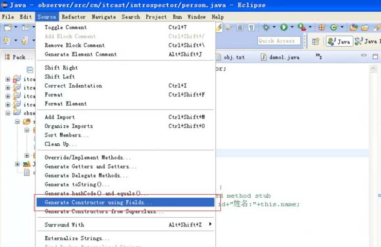eclipse设置带参的构造方法的详细步骤_wishdown.com eclipse设置带参的构造方法的详细步骤_wishdown.com
