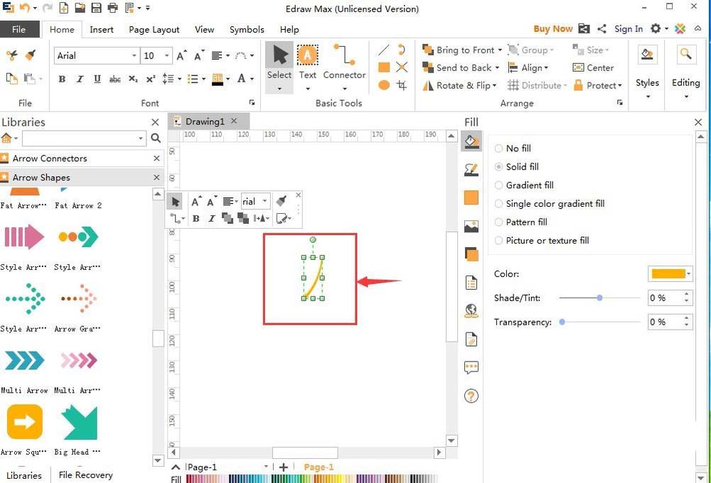 亿图流程图制作软件设计一个长形弯曲箭头的操作方法_wishdown.com 亿图流程图制作软件设计一个长形弯曲箭头的操作方法_wishdown.com