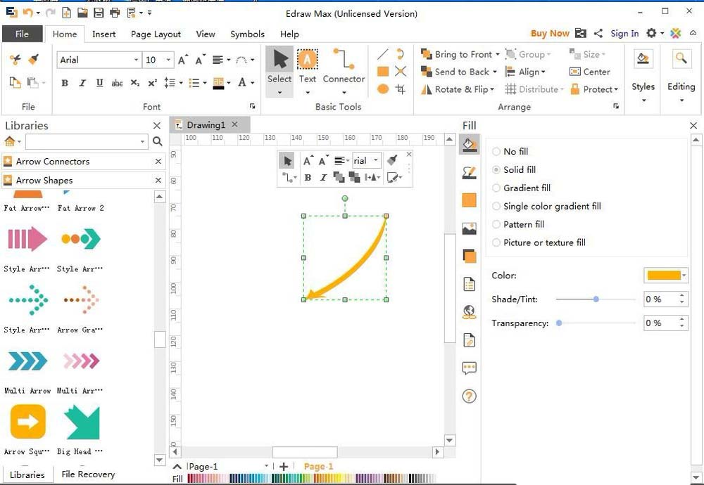 亿图流程图制作软件设计一个长形弯曲箭头的操作方法_wishdown.com 亿图流程图制作软件设计一个长形弯曲箭头的操作方法_wishdown.com