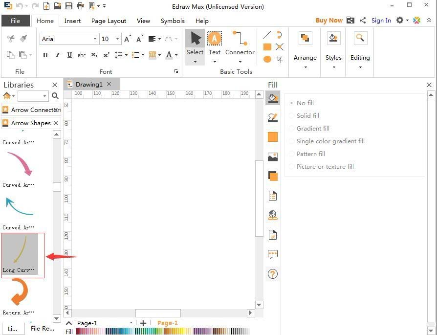 亿图流程图制作软件设计一个长形弯曲箭头的操作方法_wishdown.com 亿图流程图制作软件设计一个长形弯曲箭头的操作方法_wishdown.com
