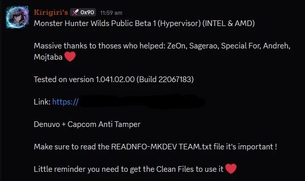 KiriGiri发布《怪物猎人:荒野》D加密攻破补丁_wishdown.com KiriGiri发布《怪物猎人:荒野》D加密攻破补丁_wishdown.com