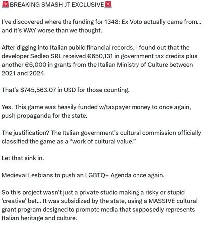 国家级翻车!DEI游戏《1348:圣誓》被曝获意大利文化部资助_wishdown.com 国家级翻车!DEI游戏《1348:圣誓》被曝获意大利文化部资助_wishdown.com