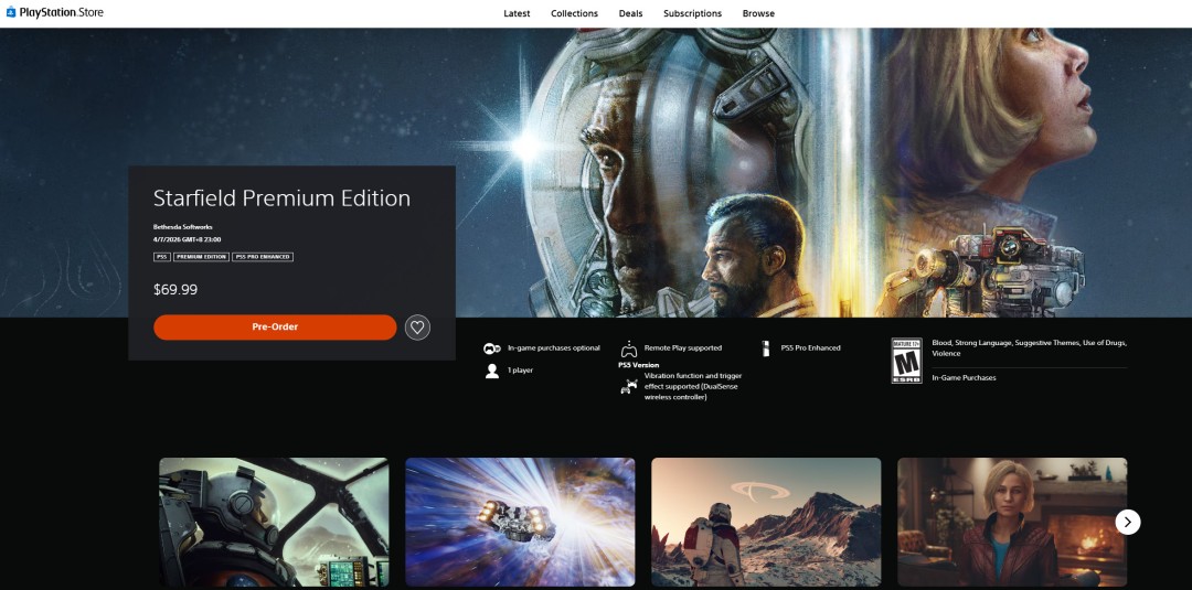 《星空》PS5版在美国大受欢迎 已登顶PSN预购榜_wishdown.com 《星空》PS5版在美国大受欢迎 已登顶PSN预购榜_wishdown.com