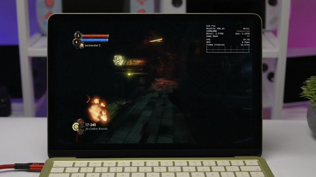 苹果最便宜笔记本MacBook Neo测试 《赛博朋克2077》可跑30帧_wishdown.com 苹果最便宜笔记本MacBook Neo测试 《赛博朋克2077》可跑30帧_wishdown.com