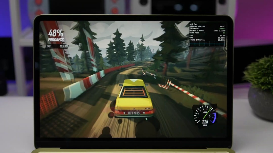 苹果最便宜笔记本MacBook Neo测试 《赛博朋克2077》可跑30帧_wishdown.com 苹果最便宜笔记本MacBook Neo测试 《赛博朋克2077》可跑30帧_wishdown.com