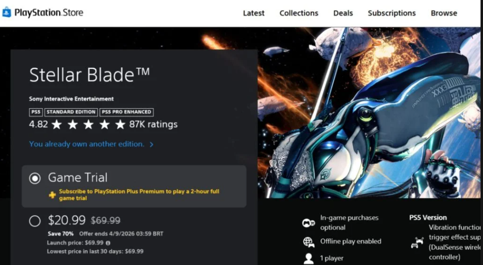 外媒测试PS商店动态定价 《剑星》价格差异近一倍!_wishdown.com 外媒测试PS商店动态定价 《剑星》价格差异近一倍!_wishdown.com