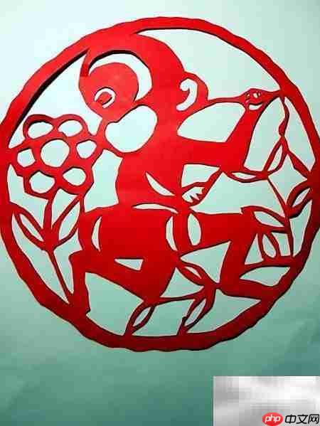 小猴闹春剪纸趣_wishdown.com 小猴闹春剪纸趣