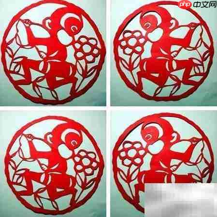 小猴闹春剪纸趣_wishdown.com 小猴闹春剪纸趣