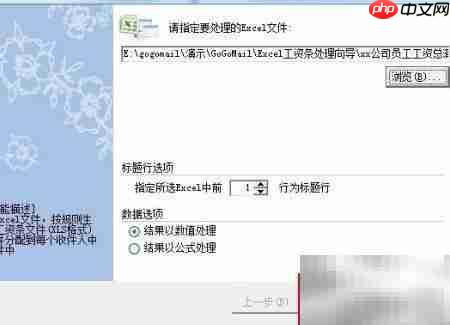 自动拆分工资条并邮件发送_wishdown.com 配置对话框