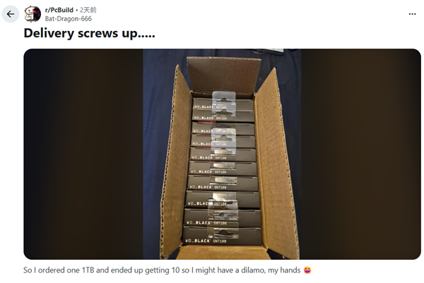 玩家网购一块1TB SSD竟收到10块 网友支招:退一块留自用 剩下全卖掉_wishdown.com 玩家网购一块1TB SSD竟收到10块 网友支招:退一块留自用 剩下全卖掉_wishdown.com