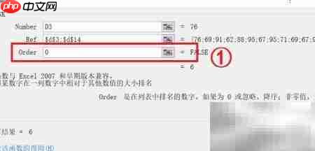 用RANK函数快速排序数据_wishdown.com 设置Order参数示意图
