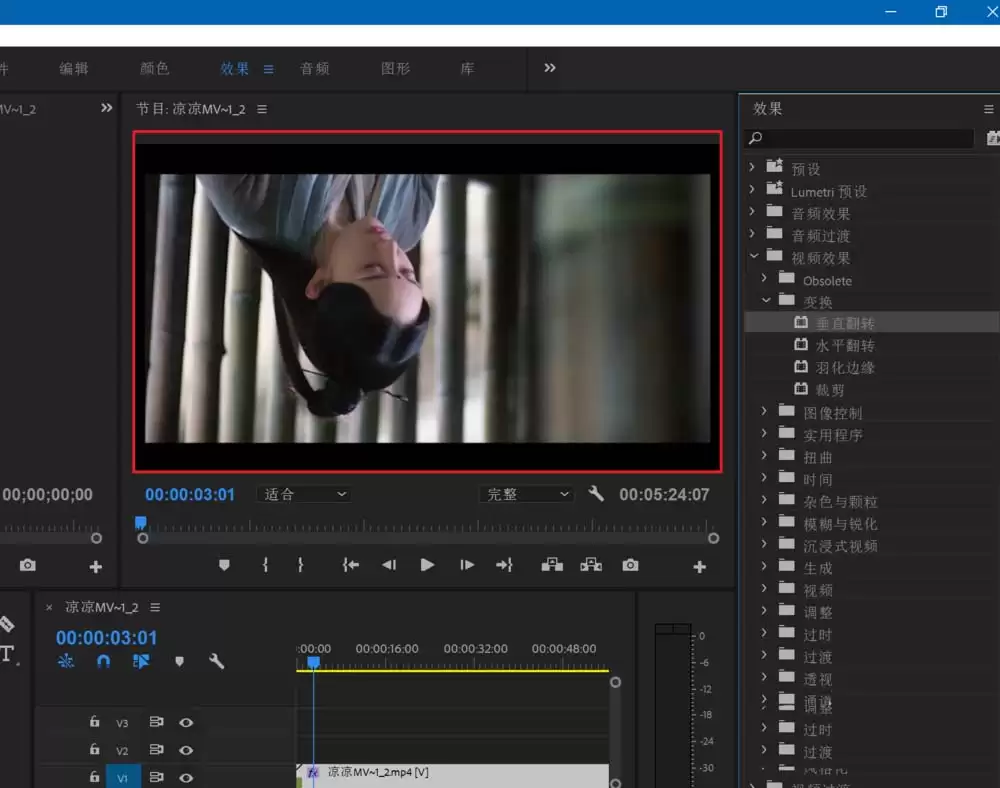 Premiere2018怎么上垂直翻转视频画面_wishdown.com Premiere2018怎么上垂直翻转视频画面_wishdown.com