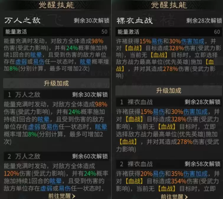 《三国:天下归心》背水断桥队成员推荐_wishdown.com 张飞、周泰、许褚觉醒技能展示