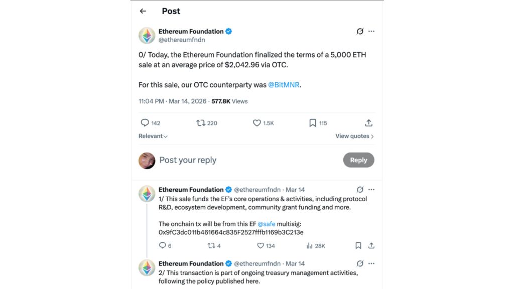 ��̫�������ͨ�����⽻���� BitMine ���� 5,000 �� ETH��һ�����