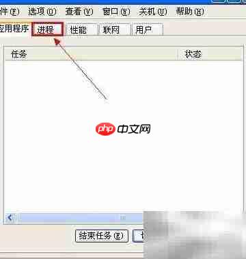 第二步:切换到进程标签页