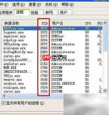 最终效果:显示PID列表