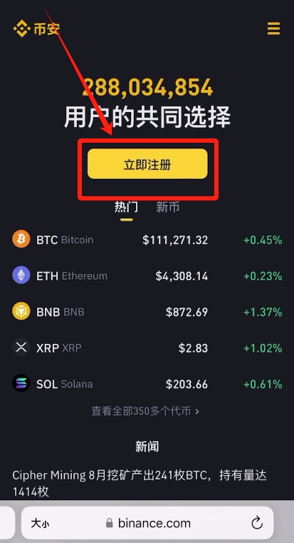 币安官网怎么注册?手把手教你币安Binance官网注册流程_wishdown.com 币安官网首页注册按钮位置