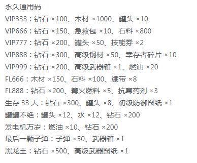 生存33天最新免费兑换码汇总(持续更新)_wishdown.com 生存33天最新免费兑换码汇总(持续更新)_wishdown.com