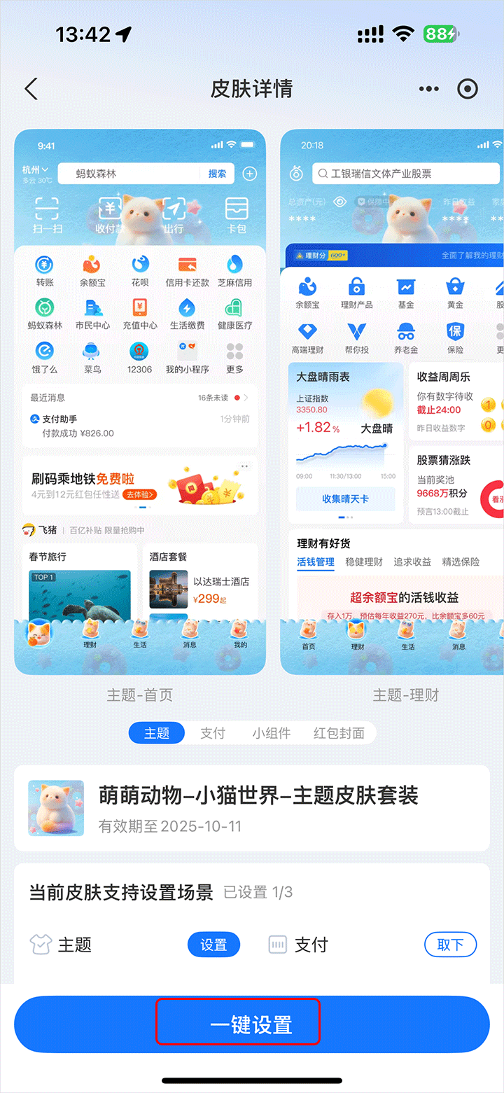 支付宝皮肤设置教程_wishdown.com 支付宝皮肤一键设置按钮