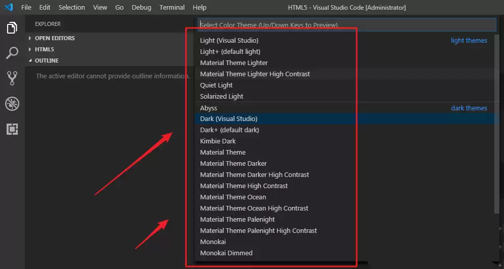VSCode默认主题怎么更换-更换默认主题的详细步骤分享_wishdown.com VSCode默认主题怎么更换