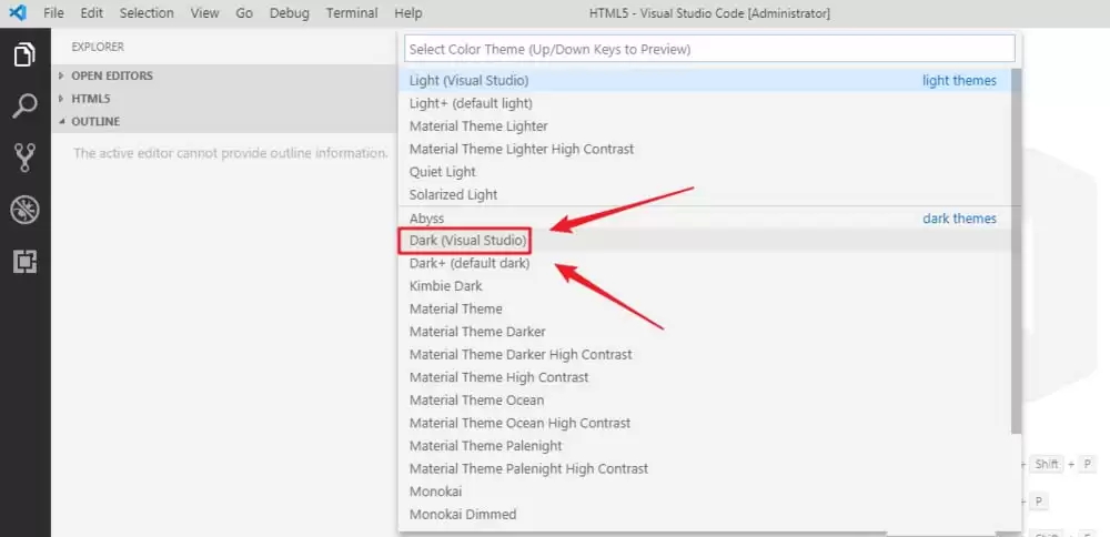 VSCode默认主题怎么更换-更换默认主题的详细步骤分享_wishdown.com VSCode默认主题怎么更换