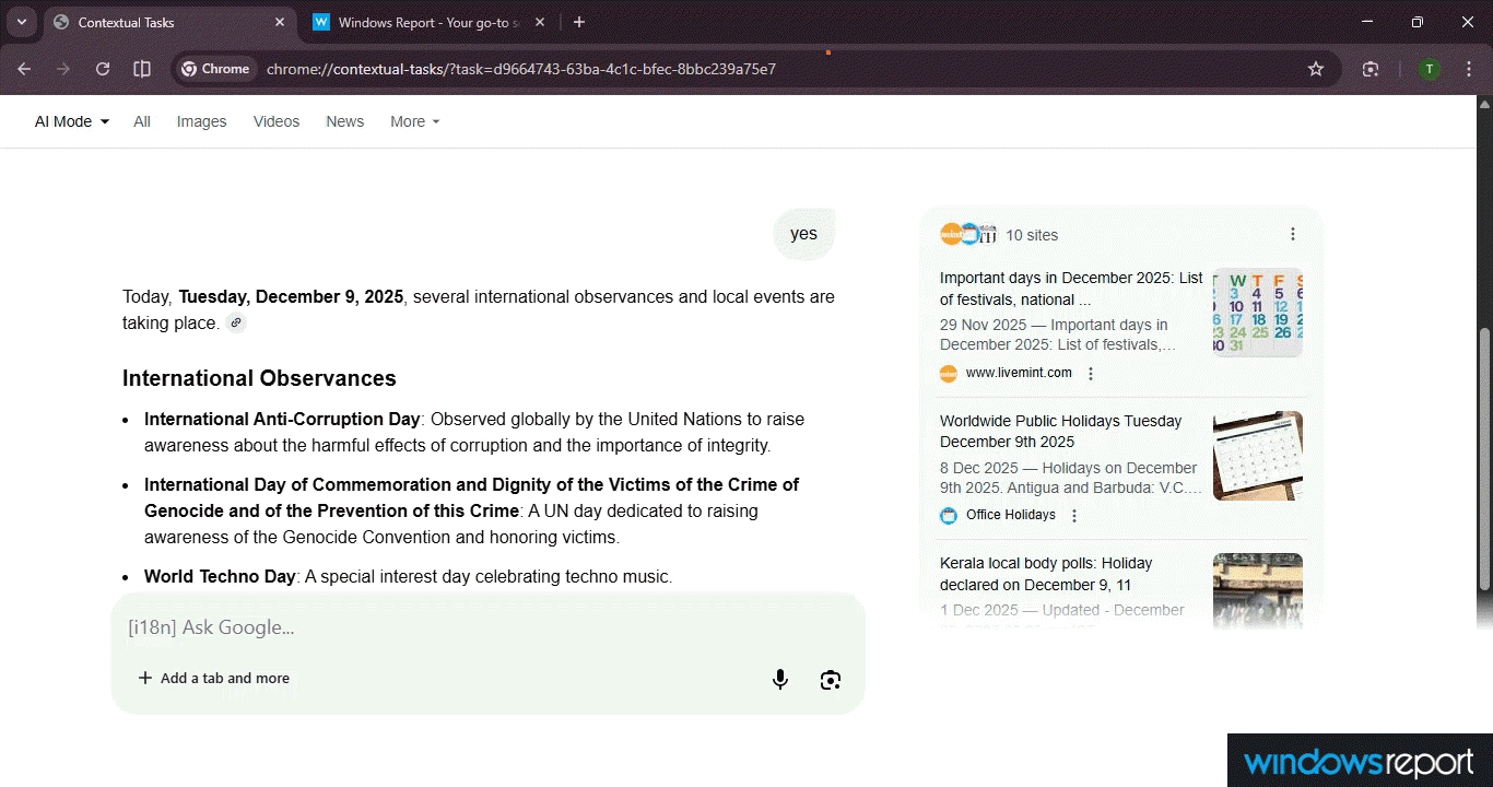 谷歌 Chrome 浏览器测试全新 AI 模式:原生标签页运行_wishdown.com 谷歌 Chrome 浏览器测试全新 AI 模式:原生标签页运行