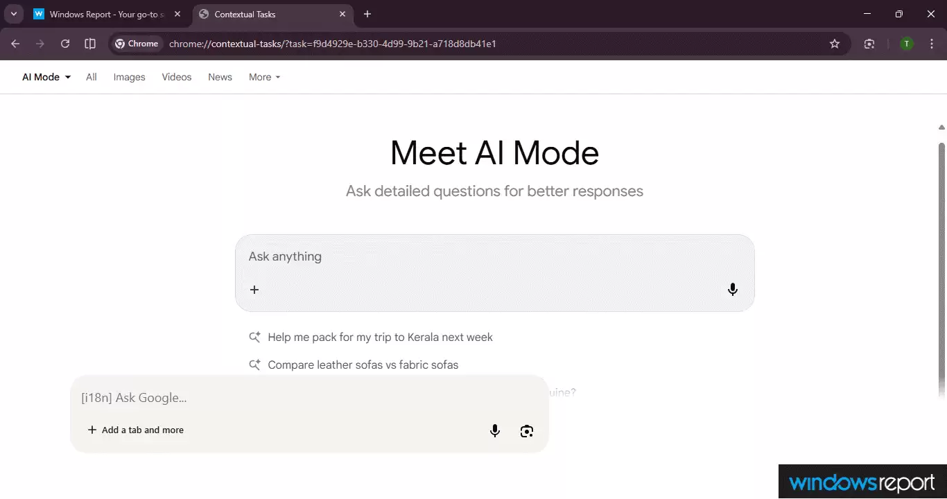 谷歌 Chrome 浏览器测试全新 AI 模式:原生标签页运行_wishdown.com 谷歌 Chrome 浏览器测试全新 AI 模式:原生标签页运行