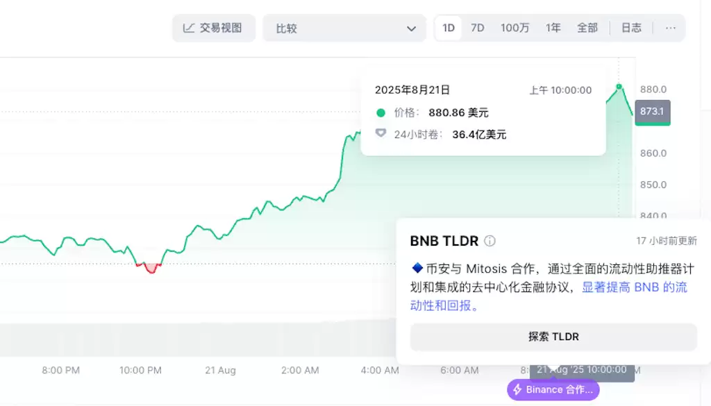 BNBͻ��880��Ԫ��24Сʱ�Ƿ��ﵽ6.55%