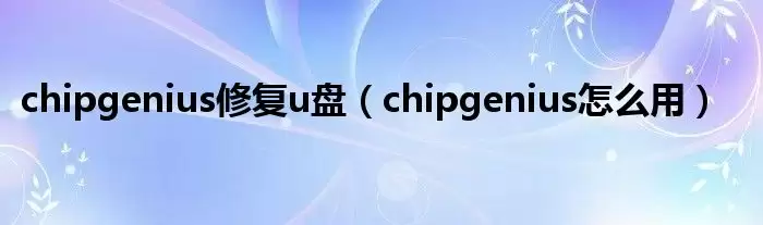 U���޸�����Chip Geniusʹ�ý̳����