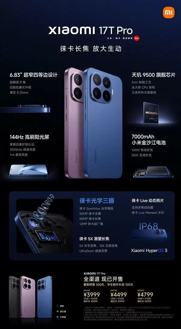 一图看懂小米17T系列:徕卡影像全系标配 最低仅需2549.15元_wishdown.com 一图看懂小米17T系列:徕卡影像全系标配 最低仅需2549.15元_wishdown.com