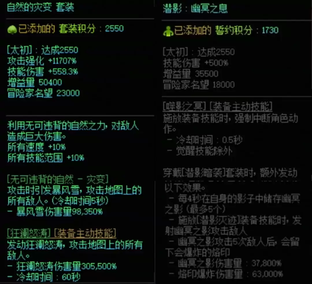 DNF自然套与潜影暗袭搭配属性详解_wishdown.com DNF自然套与潜影暗袭搭配属性详解_wishdown.com