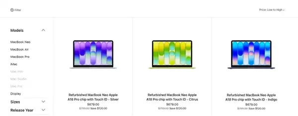 新机涨价官翻补位!MacBook Neo官翻版上架:679美元 苹果最便宜笔记本_wishdown.com 新机涨价官翻补位!MacBook Neo官翻版上架:679美元 苹果最便宜笔记本_wishdown.com