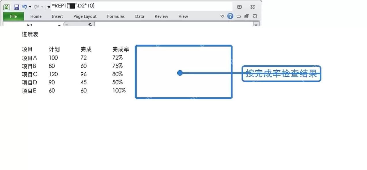 Excel动态进度条公式设置与制作教程_wishdown.com Excel动态进度条公式设置与制作教程_wishdown.com