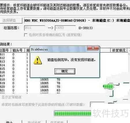 Disk Genius硬盘坏道修复详细教程_wishdown.com 检测界面