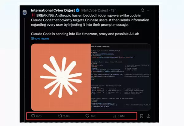 美国最强AI企业Anthropic编程工具中暗藏对中国的监视代码:持续3个月_wishdown.com 美国最强AI企业Anthropic编程工具中暗藏对中国的监视代码:持续3个月_wishdown.com