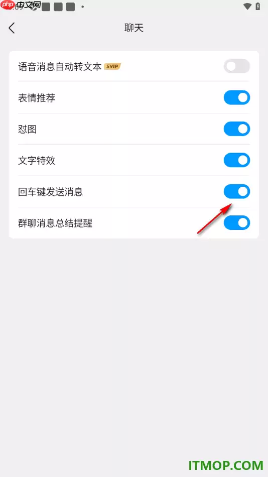 QQ手机版启用回车键发送消息的设置教程_wishdown.com qq手机版设置启用回车键发送消息的方法