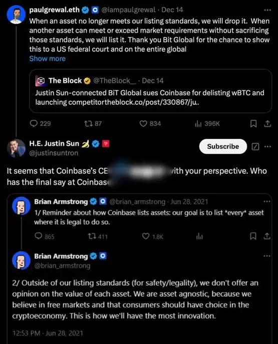 Coinbase下架WBTC遭起诉 孙宇晨指责双标引争议_wishdown.com Coinbase下架WBTC遭BiTGlobal起诉!孙宇晨加入战场:双标