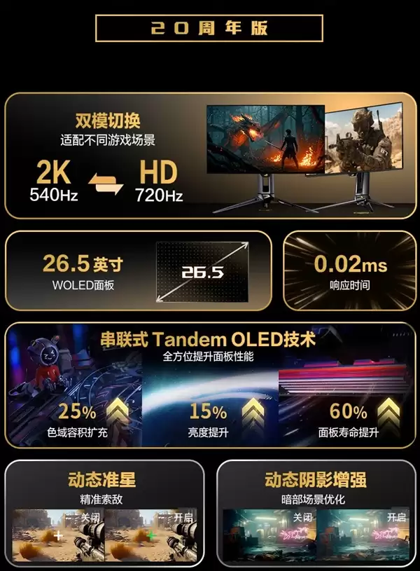 ROG超杀27 Pro二代20周年版最高720Hz刷新京东上架_wishdown.com 最高720Hz刷新!ROG超杀27 Pro二代20周年版上架京东